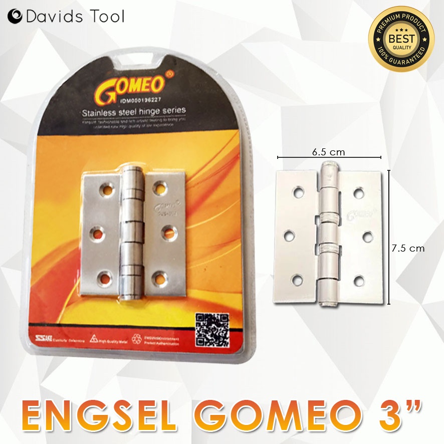 Gomeo Engsel Pintu Jendela Rumah Tebal Kamar Mandi Kayu Esel Ensel Stainless Stenlis 3 Inch Blister