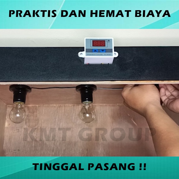 Paket Super Lengkap Thermostat XH Rak Geser Kayu Kap. 50 untuk Mesin Tetas Telur Ayam Bebek Burung