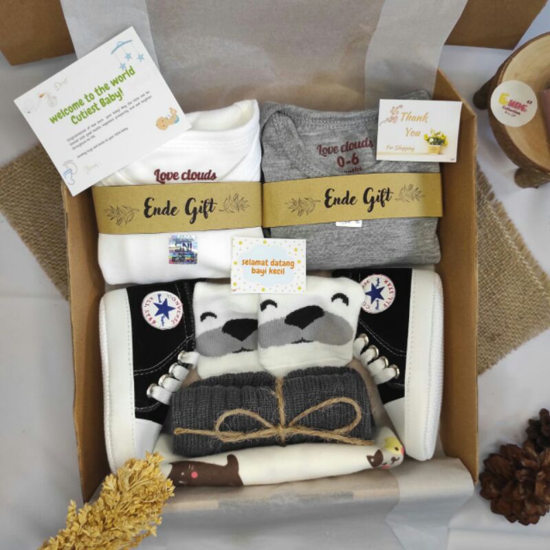 Gift Box Baby / Kado New Born / Kado Bayi/ Baju Bayi / Paket Hadiah Bayi / Hampers Baby Girl / Hampers Baby Boy (BISA COD)-Grey C