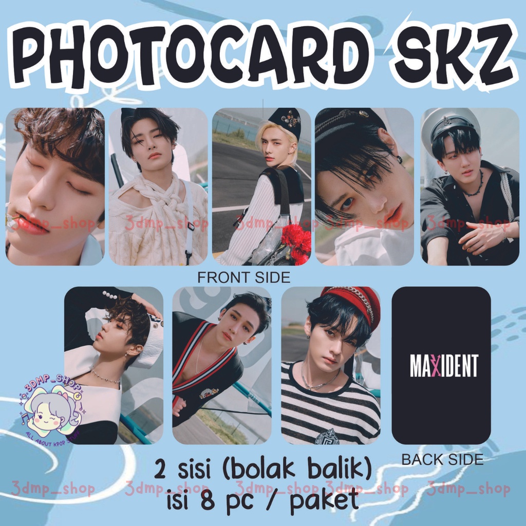 [8 Lembar] Photocard lomo photo card  lomocard stray kids noeasy maniac maxident 2 sisi bolak balik