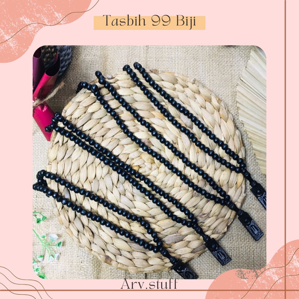 SOUVENIR TASBIH 99 BUTIR RAMADHAN IDUL FITRI/Perlengkapan sholat, dzikir, tasbih kayu pilihan, hadiah haji dan umroh, travel size, murah