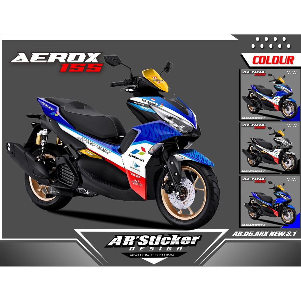 Decal Sticker Aerox 155  New Full Body - Dekal Yamaha Aerox New 2021 Disain Mandalika D5 (Kode 003)