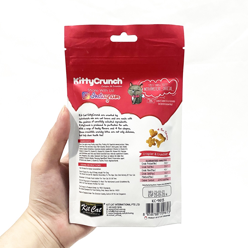 Kit Cat Kitty Crunch 60 gr - Kitcat Cemilan/Snack Kucing Kering Enak