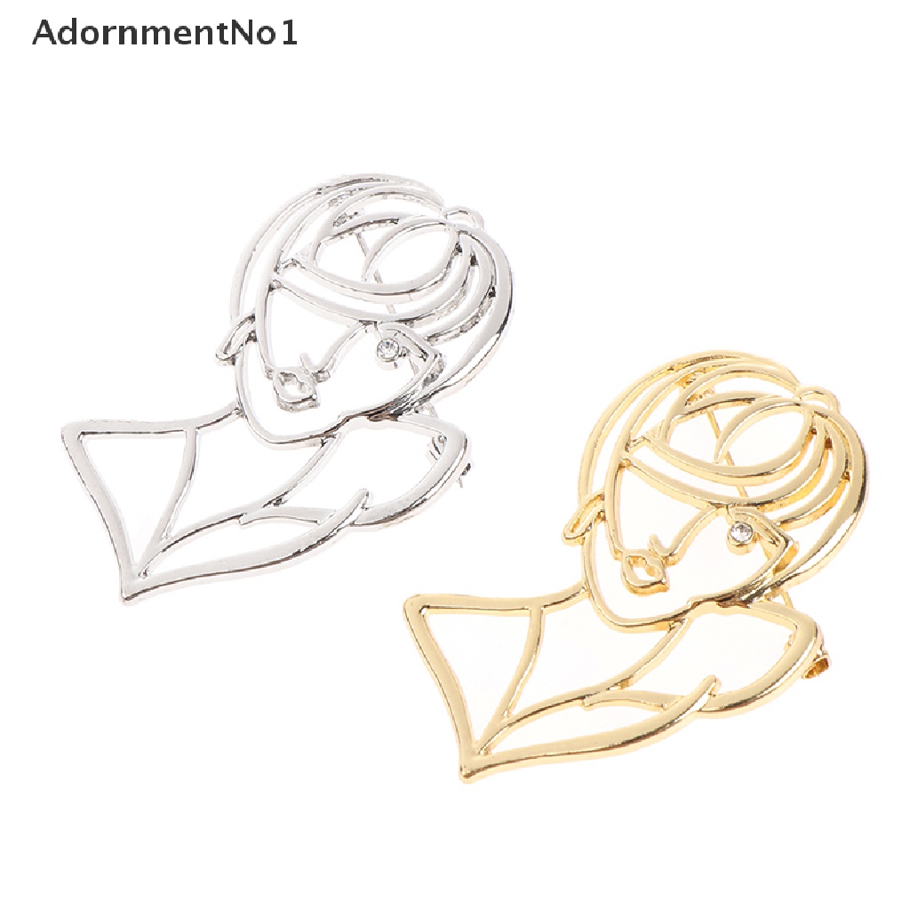 (AdornmentNo1) Bros Pin Enamel Desain Gadis Cantik Hollow Gaya Kasual