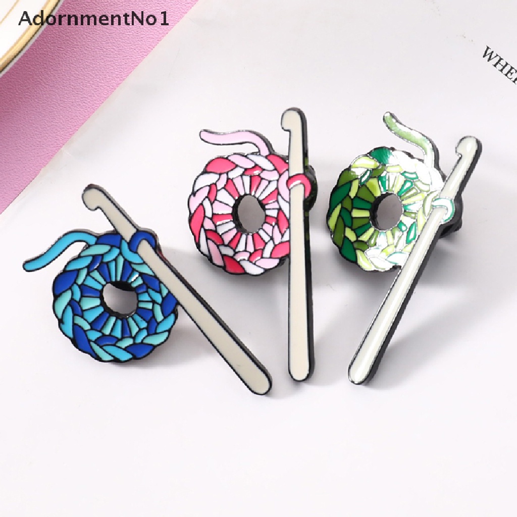 (AdornmentNo1) Bros Pin Enamel Desain Bola Wol Rajut Crochet Aksesoris Sweater / Kerah Pakaian Wanita