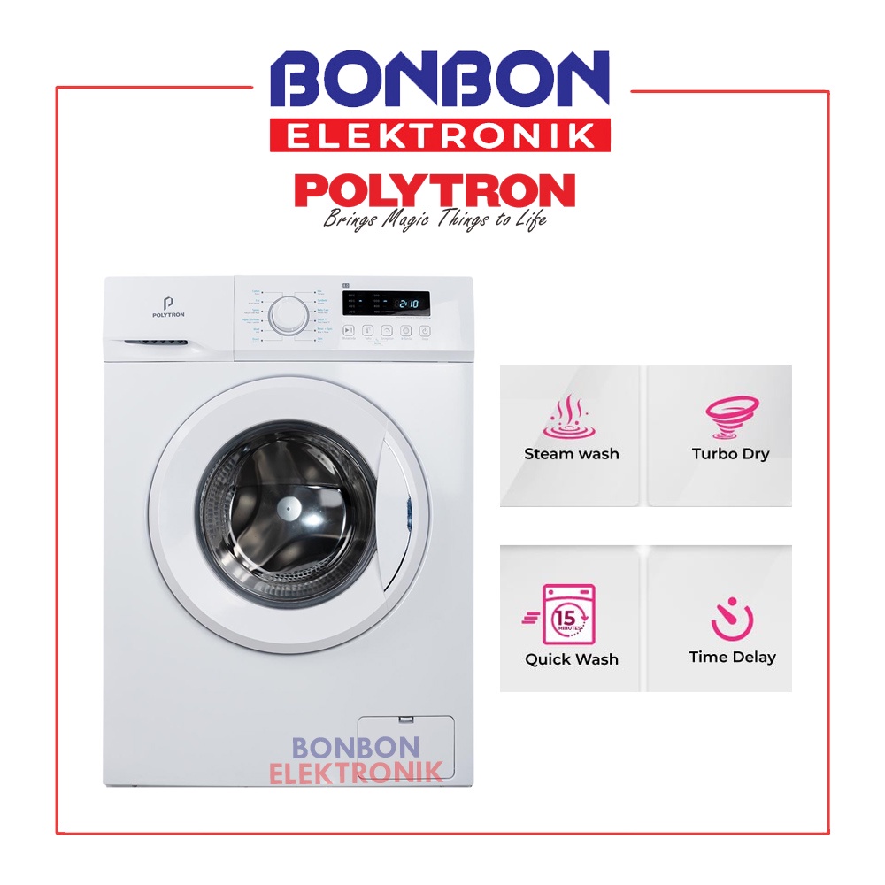 Polytron Mesin Cuci 1 Tabung Front Loading 8KG PFL 8051 / PFL8051