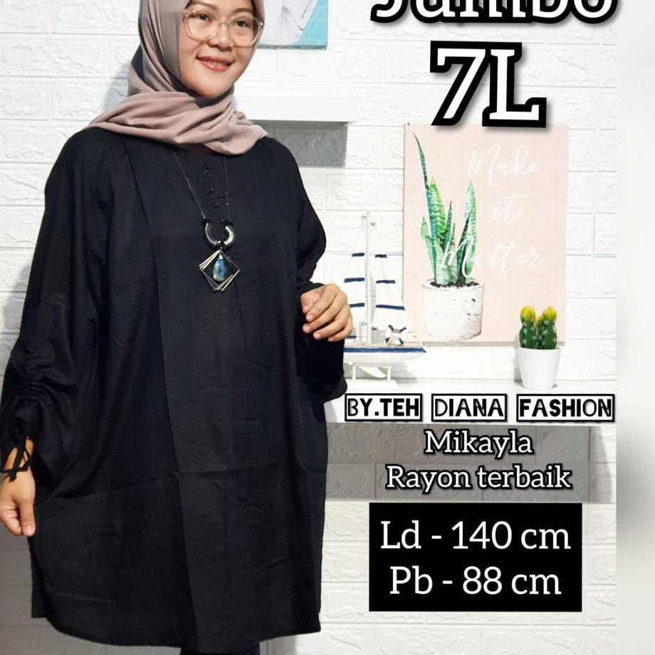 ➦ Baju Atasan Wanita Jumbo 7L / Blouse Wanita Jumbo / Atasan Wanita Mikayla Rayon ( LD= 140 Cm ) ➳