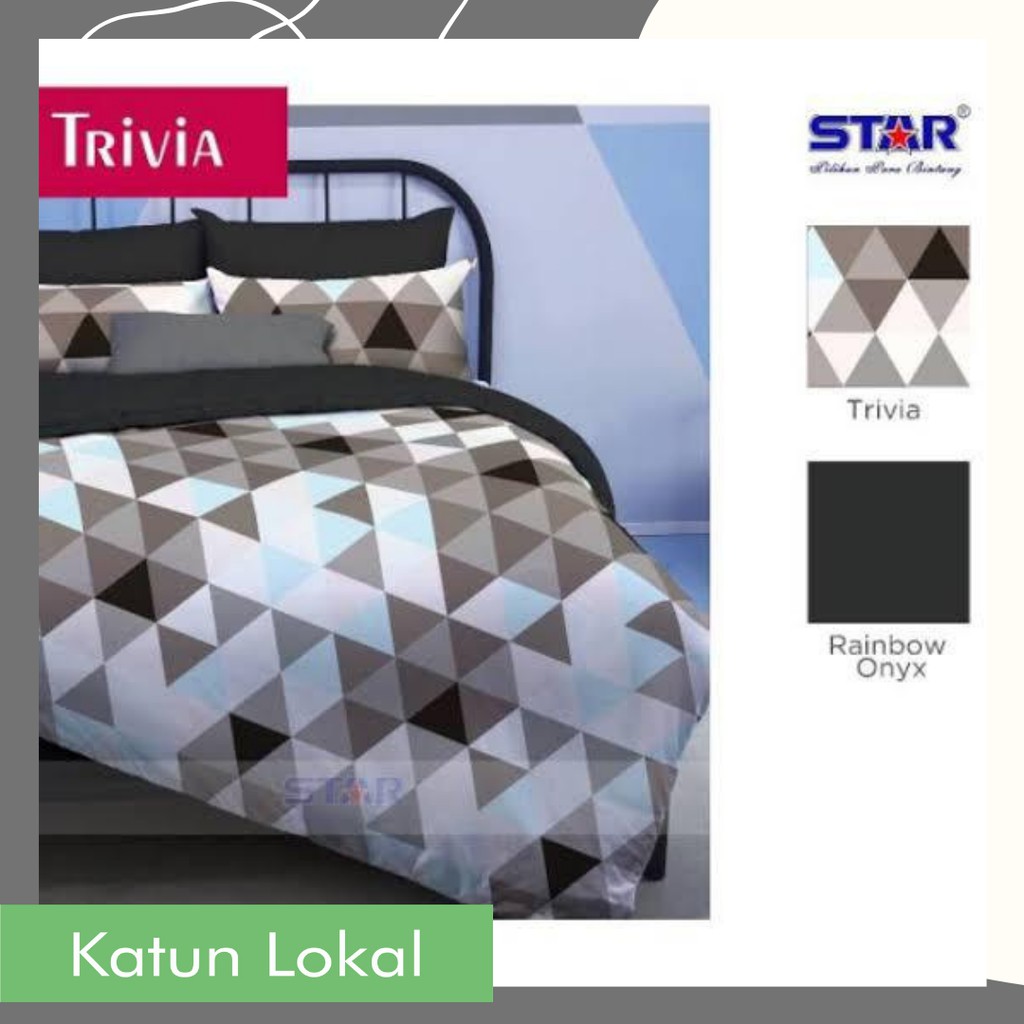 Bahan kain sprei meteran katun lokal CVC Star motif segitiga Trivia