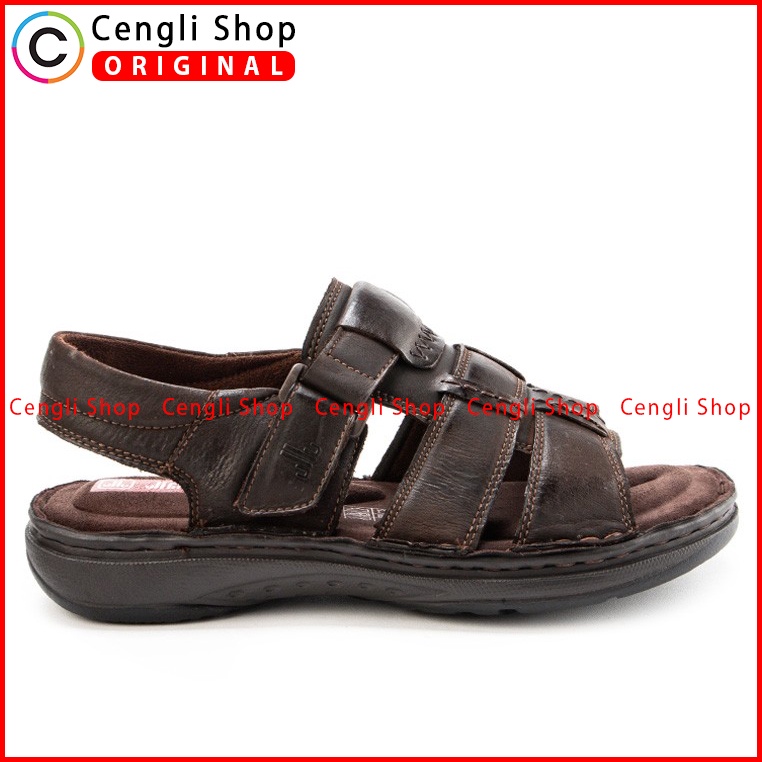 SANDAL CASUAL JIM JOKER PRIA ORIGINAL SLINGBACK KULIT COKLAT JJ10