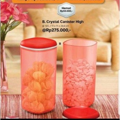 toples CRYSTAL CANISTER HIGH MERAH imlek