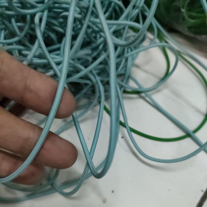 tali bulat elastis tali string elastis/tali karet bulat  3mm 13 warna( permeter)-Biru muda