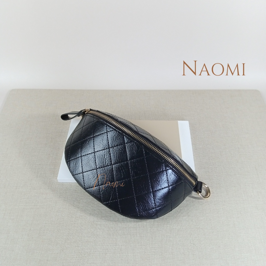 NAOMI - Ellen Livia Waist Bag Import - Tas Wanita Black - Cross Bag Premium Fashion - Tas Wanita