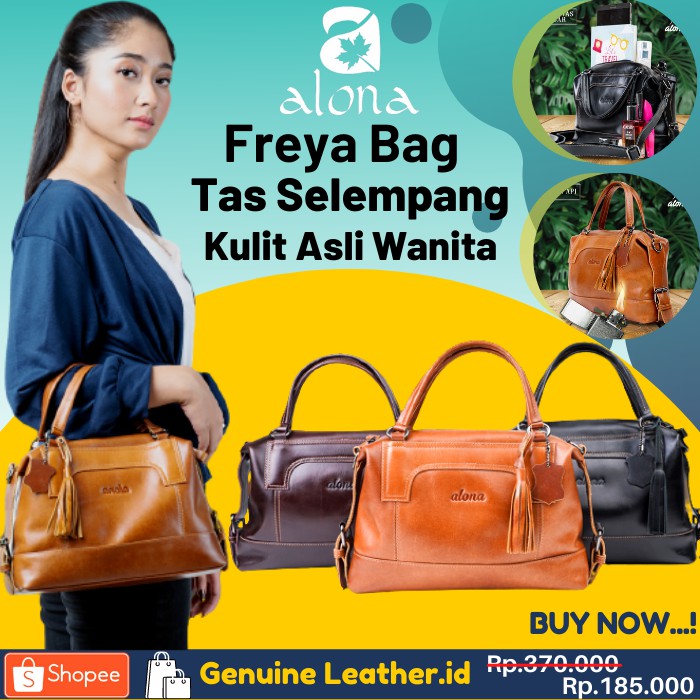 TAS SHOULDER BAG SELEMPANG HAND BAG KULIT ASLI WANITA  ALONA FREYA BRANDED PREMIUM ORIGINAL LEATHER