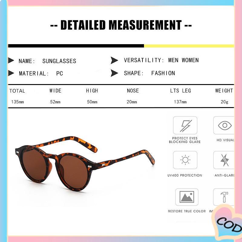 COD❤️COD❤️Fashion Kecil Bingkai Kacamata Bulat Baru Vintage Wanita  Populer Shades Kacamata Kualitas Tinggi Terbaru-A.one-A.one