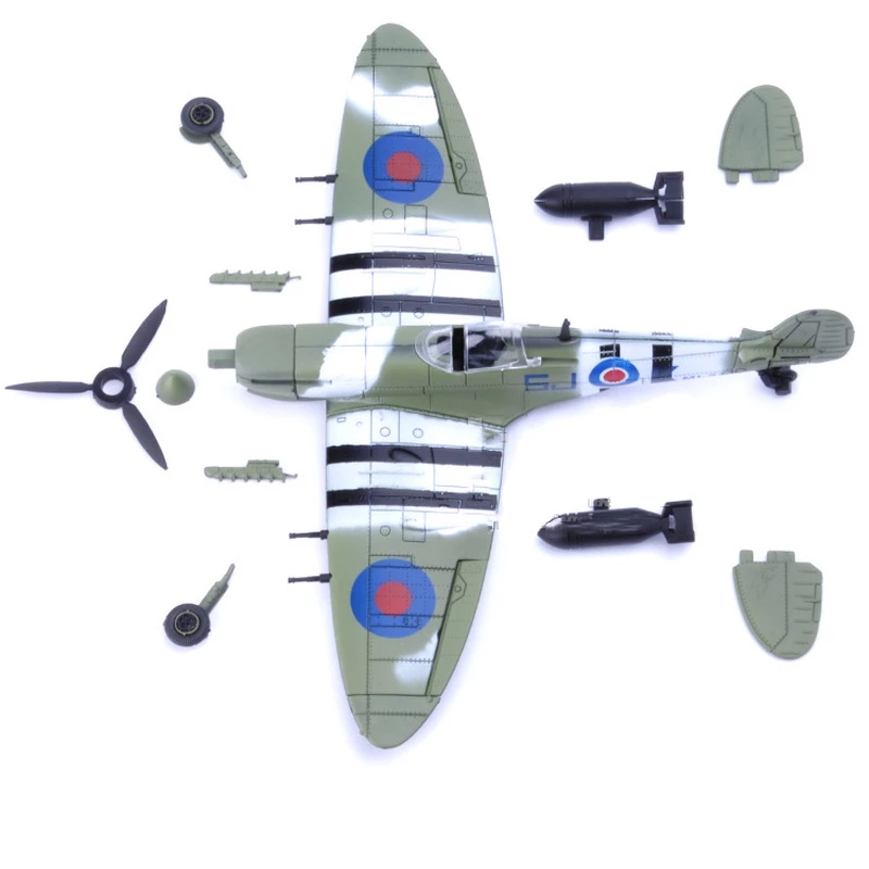 Mainan Rakitan Balok Bangunan Pesawat Tempur 4d Diy 1: 48 WW2 UK Spitfire Fighter