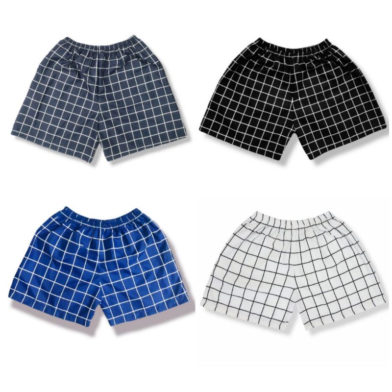 (DISKON) Celana Boxer Tartan Pendek Pria Wanita Ada Kantong Samping Ukuran Dewasa dan Anak-anak / Ce