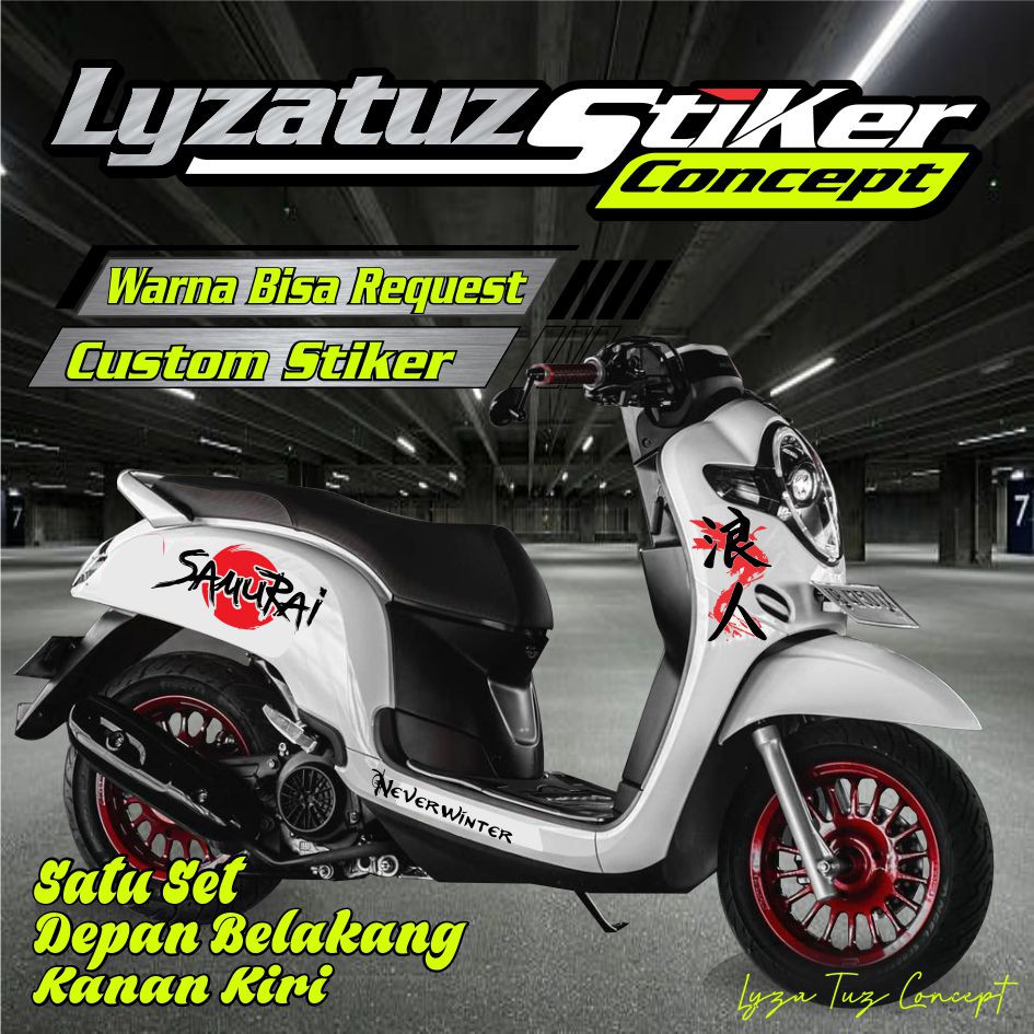 STIKER CUTTING Striping Scoopy JEPANG KANJI SAMURAI KEKINIAN KEREN 2