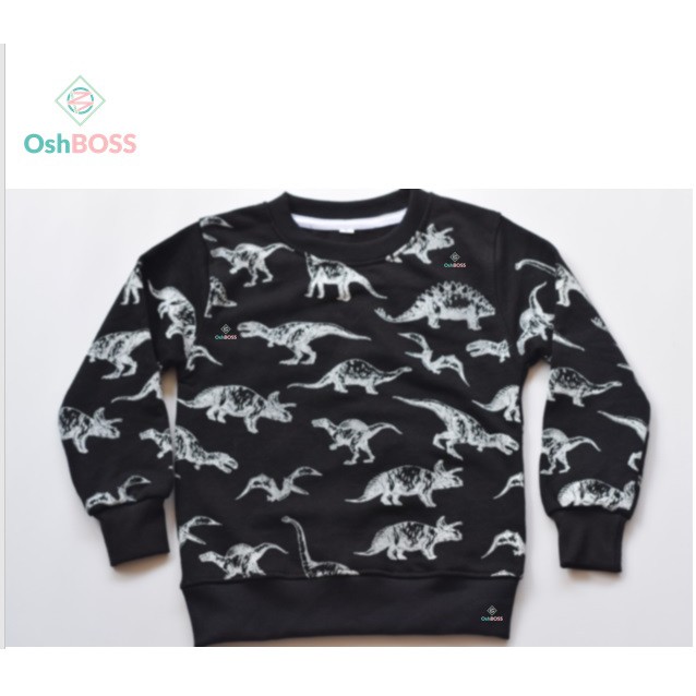 BAJU SWEETER ANAK DINO HITAM USIA 2-5 TAHUN/ OSHBOSS-4