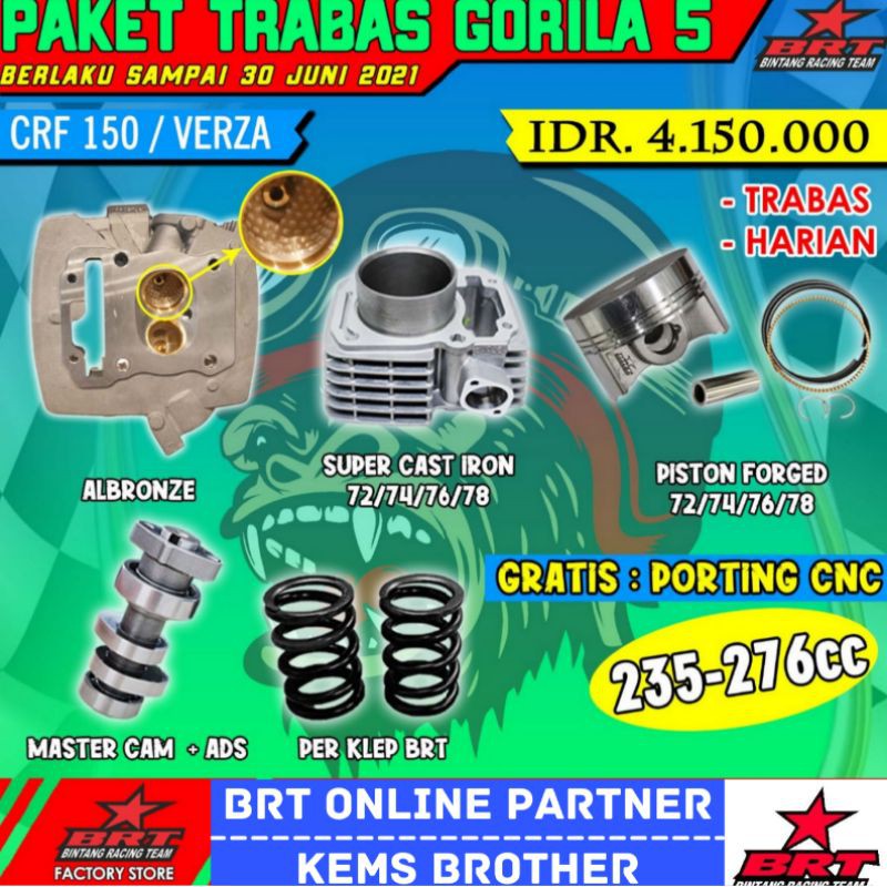 PAKET BRT CRF TRABAS GORILA 5 CRF 150/VERZA