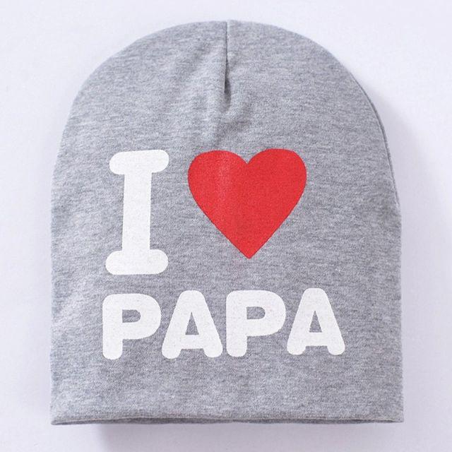 TOPI KUPLUK BAYI / TOPI ANAK UNISEX LUCU ( I LOVE MAMA / I LOVE PAPA )-I❤Papa - Abu
