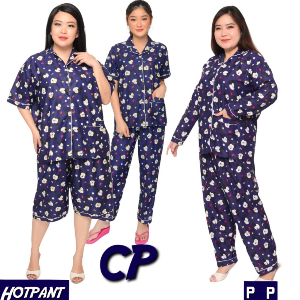 Piyama jumbo celana pendek/hotpant big size LD 130 / set baju tidur lengan pendek karakter cewek-HPJ/5L MIKI NEVI