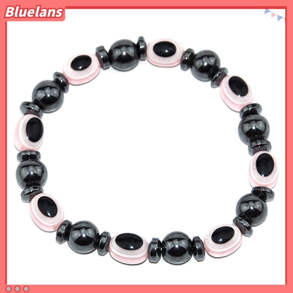 Bluelans Magnetic Bracelet Unisex Lose Weight Hematite Eyes Healing Beads Stretch Bangle