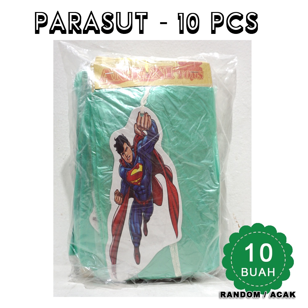 Mainan parasut plastik 10 pcs - PARASUT SUPER 001 - 10 buah