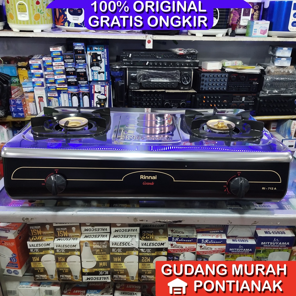 Kompor Gas Rinnai Grande Jumbo api lilin Ri 712 A 712a Body bisa lepas badan bongkar pasang stainless antikarat