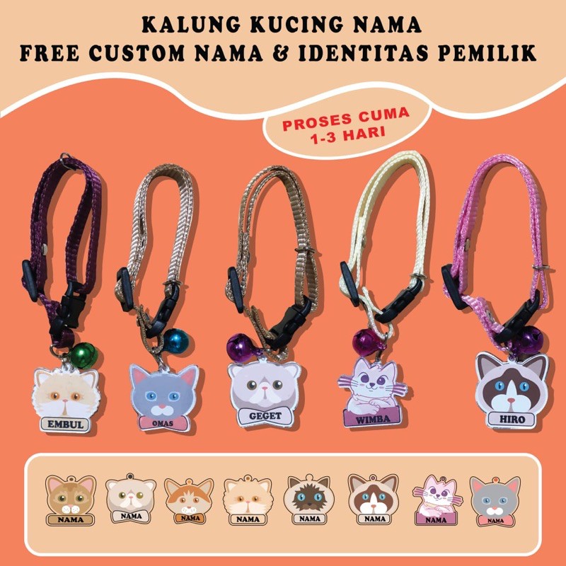 kalung kucing nama / kalung kucing / kalung kucing custom
