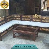 kursi tamu sudut ukiran, kursi sudut jati, mebel ukir jepara, furniture jepara