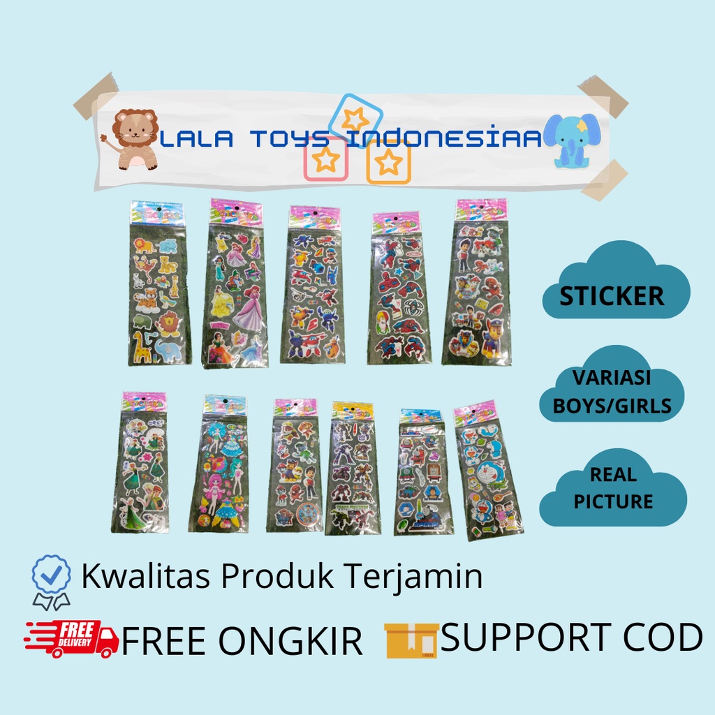 

Sticker Stiker Anak Kartun Lucu Random 3D