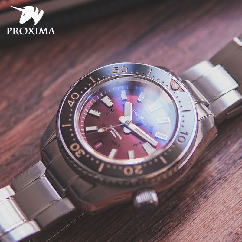 Proxima Fashion Pria NH36A Gerakan Otomatis Mekanik Jam Tangan Menyelam Jam Tangan C3 Super Bercahaya Sapphire Watch Relógio masculino