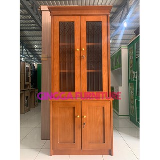 RAK BUKU 2 PINTU KAYU LEMARI KAYU UNTUK BUKU