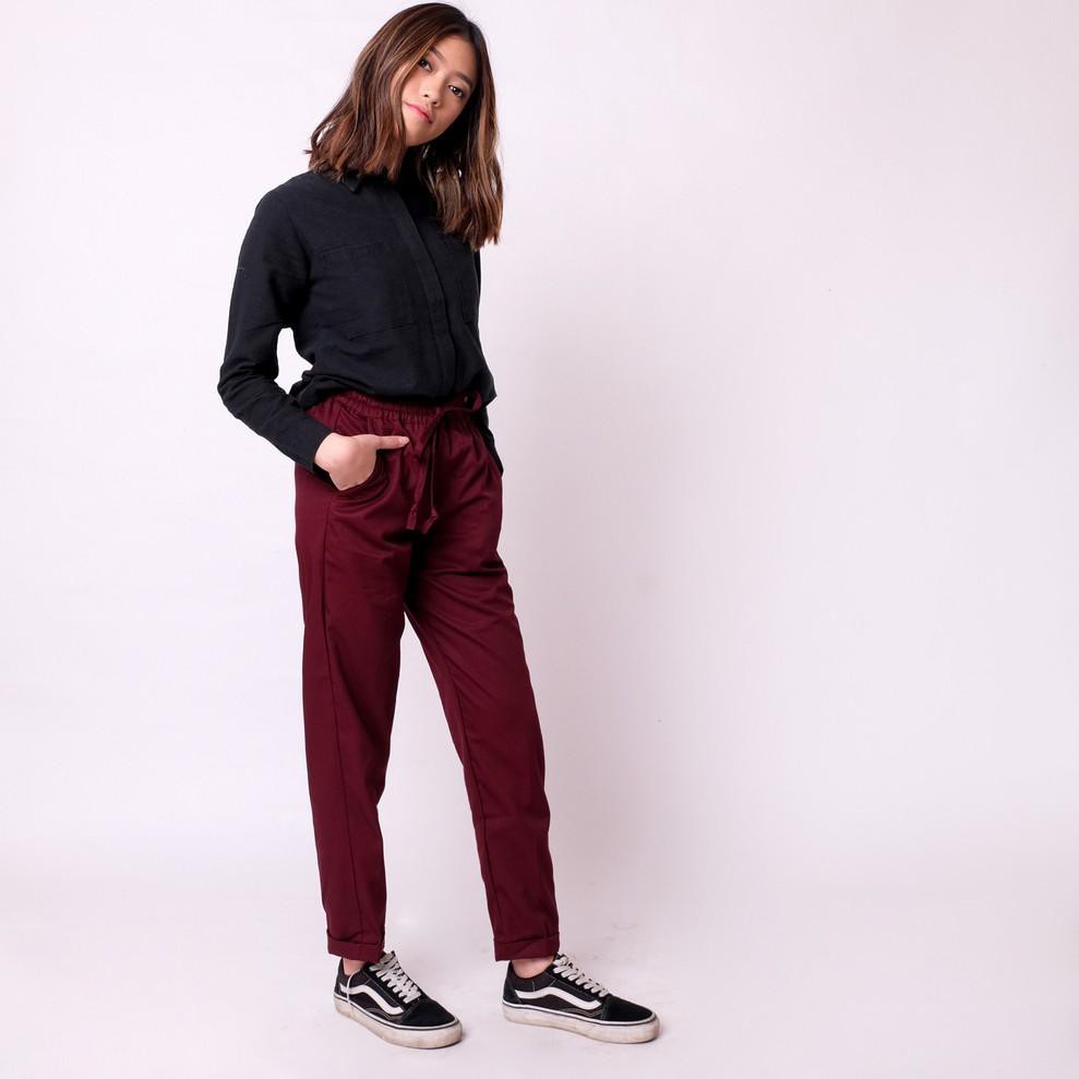 KODE U655 GIYOMI ID - Palasso Maroon Pants | Shopee Indonesia