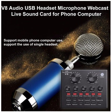 itstore Sound card V8 Mixer Bluetooth SoundCard V8 Audio USB External Soundcard