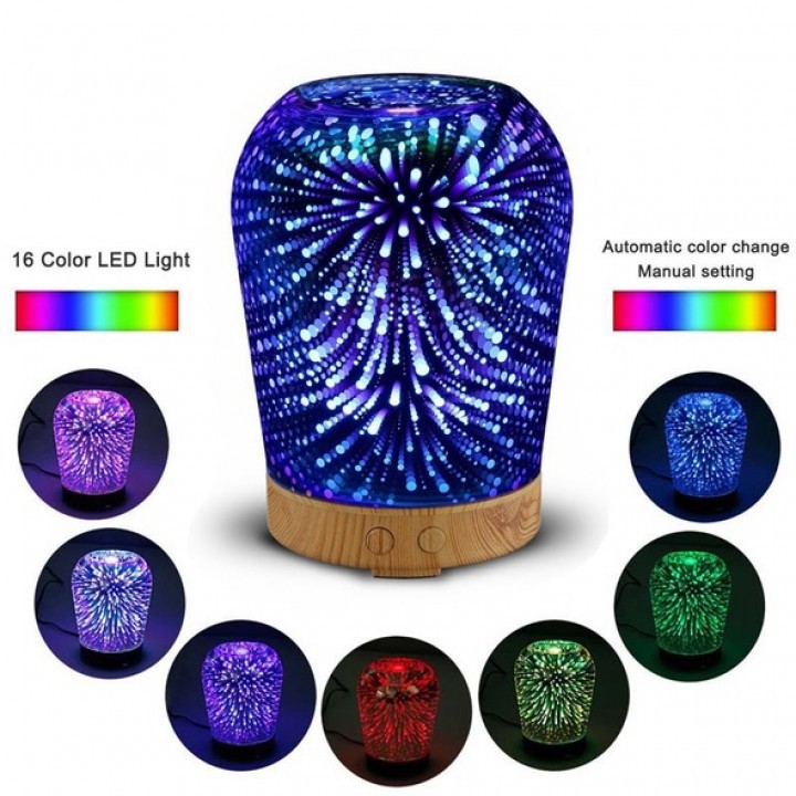 Humidifier 3D-01 Glass Fireworks Diffuser Ultrasonic LED Night 100ML