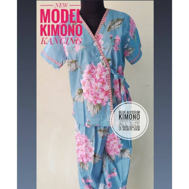 Kimono tidur katun jepang motif bunga alysum