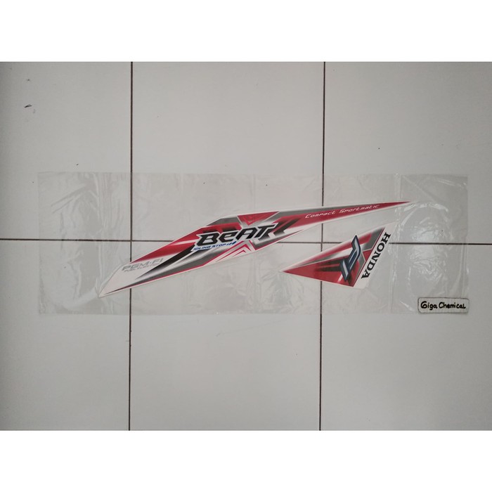Striping Sticker Beat FI Idling Stop 2015 2016 Putih Lis Merah