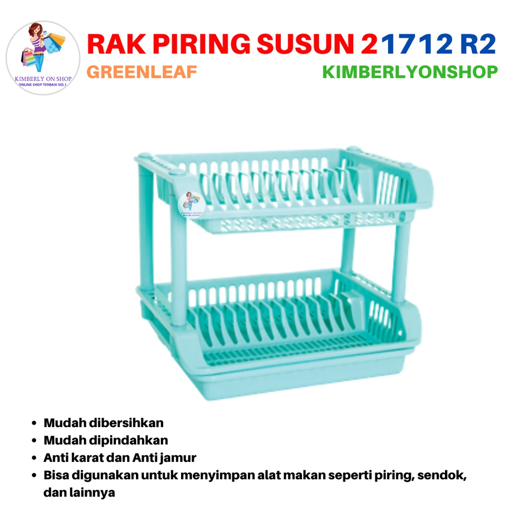 Rak Piring Emerald Dengan Nampan Susun 2 1712 R2 Green Leaf