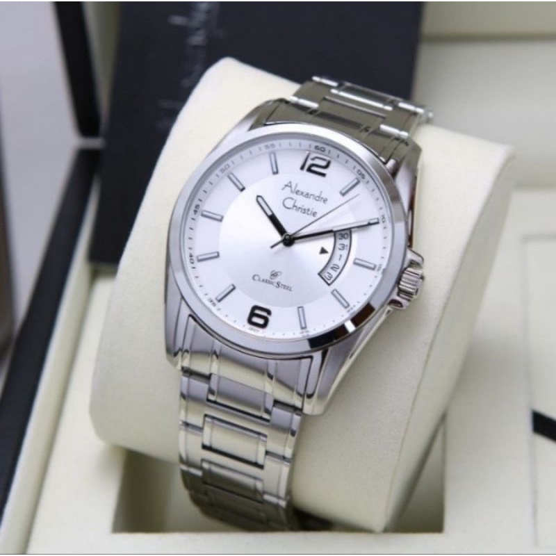 jam tangan pria original alexadre christie AC8289MD BALCK