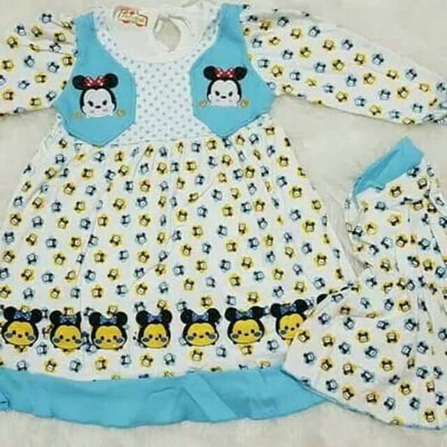 Baju Muslim Anak Bayi Perempuan Gamis Bayi Perempuan Set Jilbab Tsum2