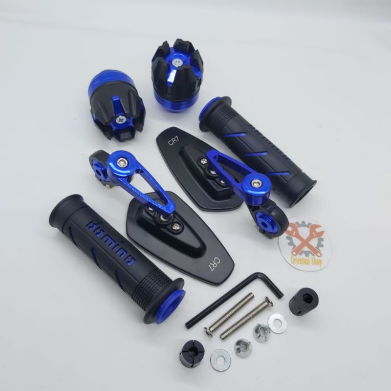 Spion Jalu CNC oval+grip domino+Jalu as roda universal bisa untuk semua motor