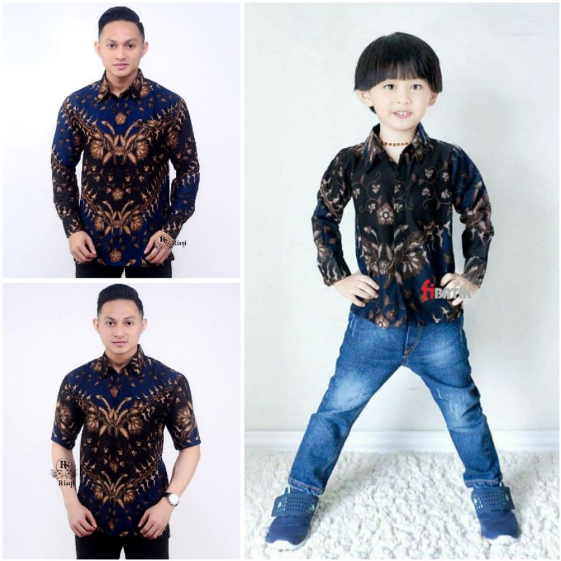 0BAJU BATIK COUPLE AYAH ANAK LENGAN PENDEK, BAJU BATIK PRIA PUSER NAVY, BAJU ANAK COWOK COUPLE AYAH, BAJU BATIK KELUARGA, SERAGAM BATIK..