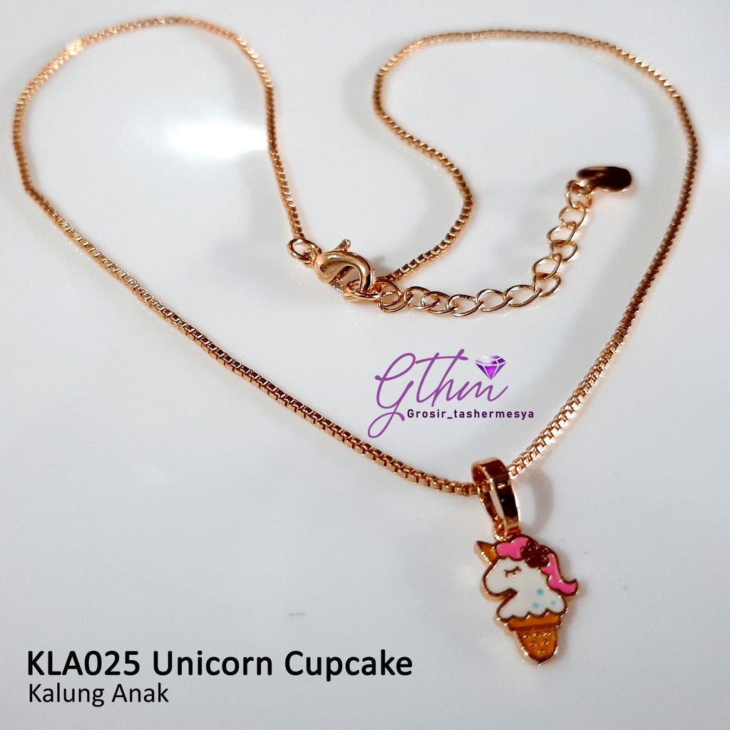 kalung anak unicorn kuda poni KLA020PINK keren kiyut lapis emas 18k titanium xuping awet