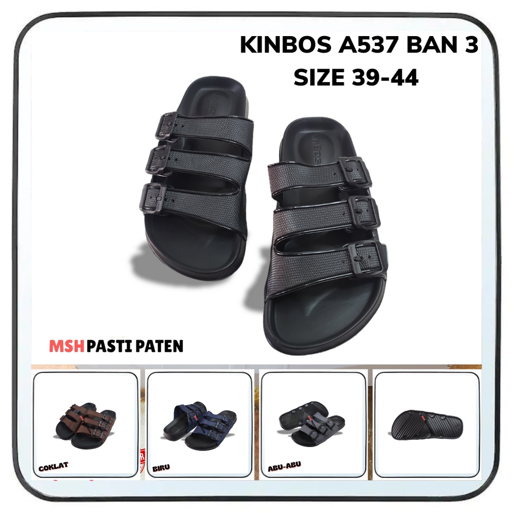 baru sandal selop murah pria sandal gesper sandal tali 3 kinbos ukuran 39-44