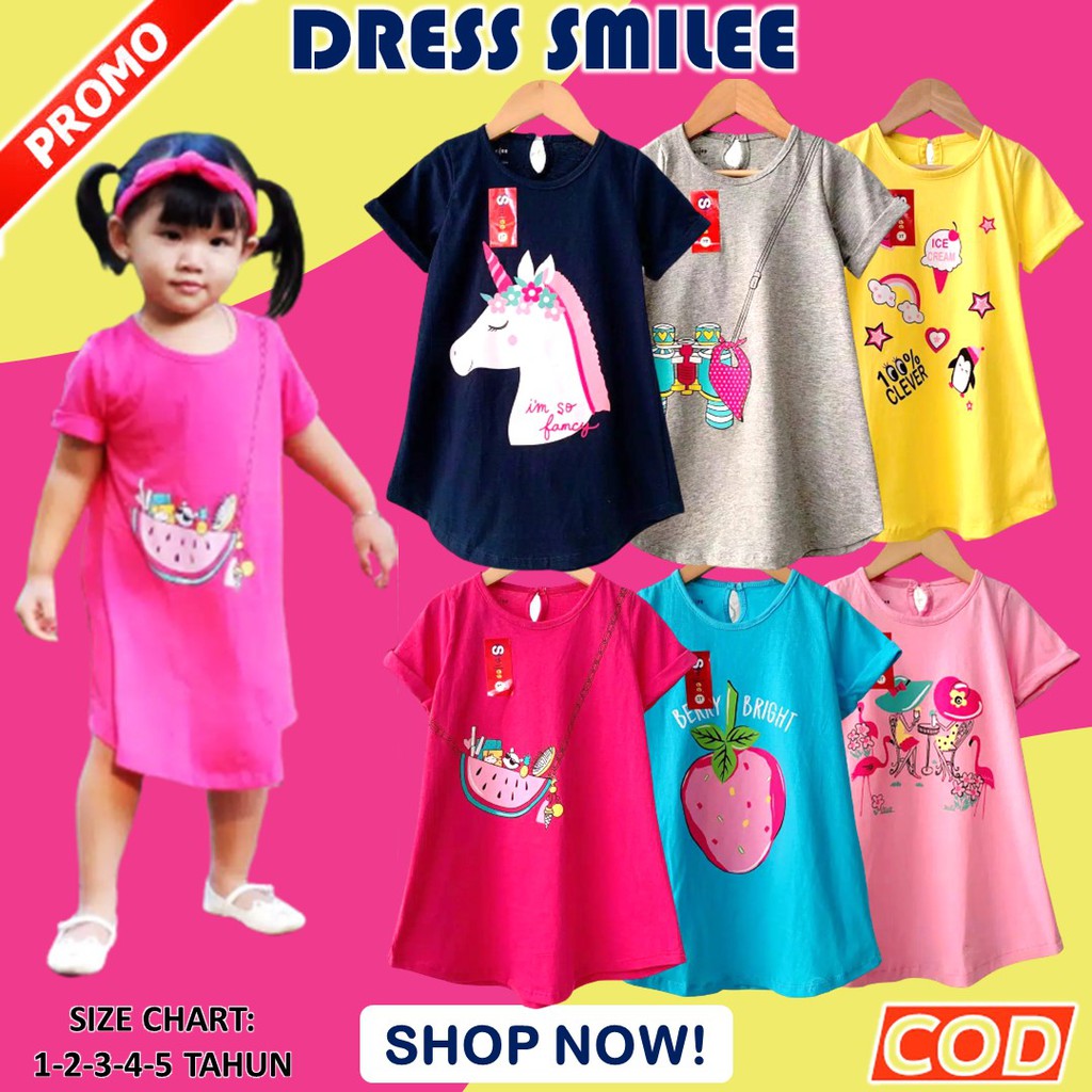 Dress Dres Daster Pakaian Anak Perempuan Cewek Umur Usia 6 8 10 Tahun Bahan Katun Motif Lucu Terbaru