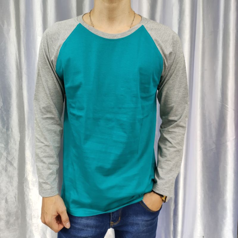 kaos polos raglan TOSCA-ABUMISTY lengan PANJANG Uk M L XL XXL