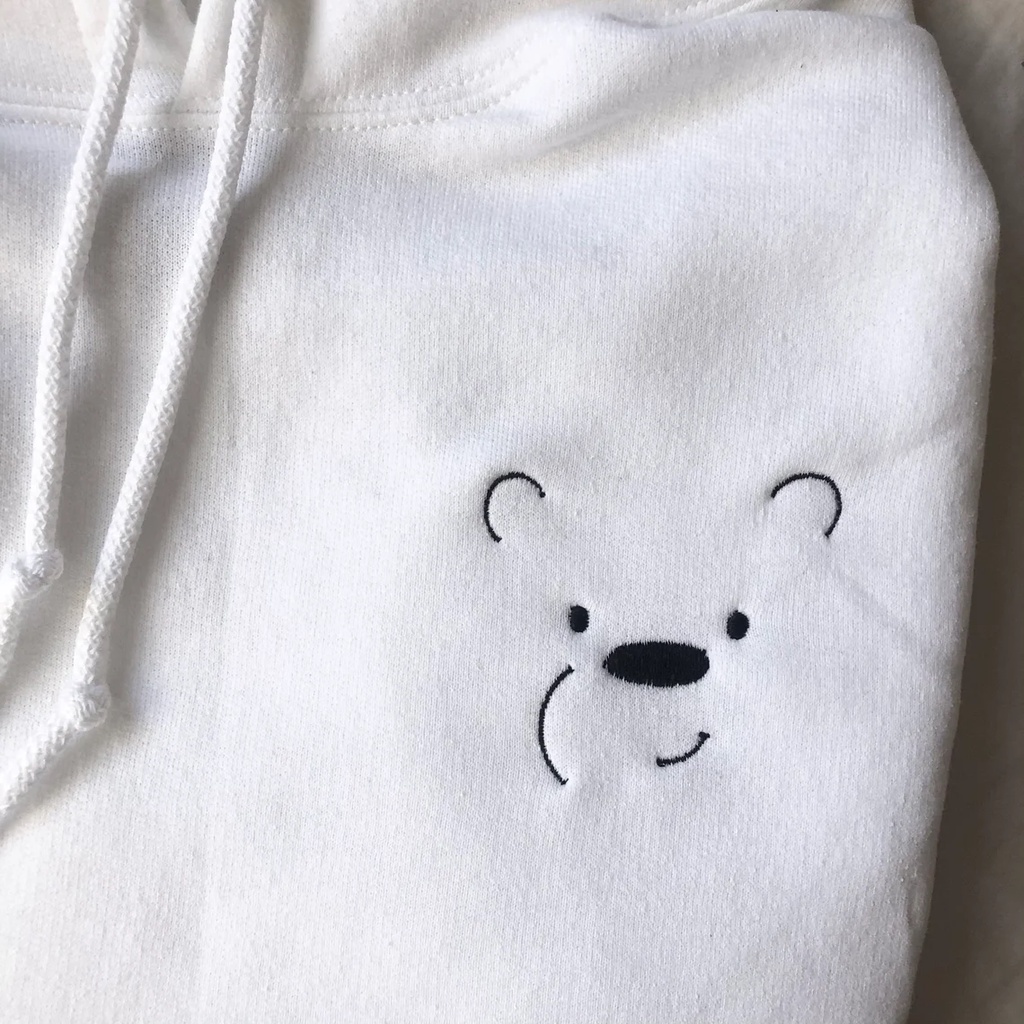 Hoodie Ice Bear Embroidery We Bare Bears Cute Kawaii Premium Unisex