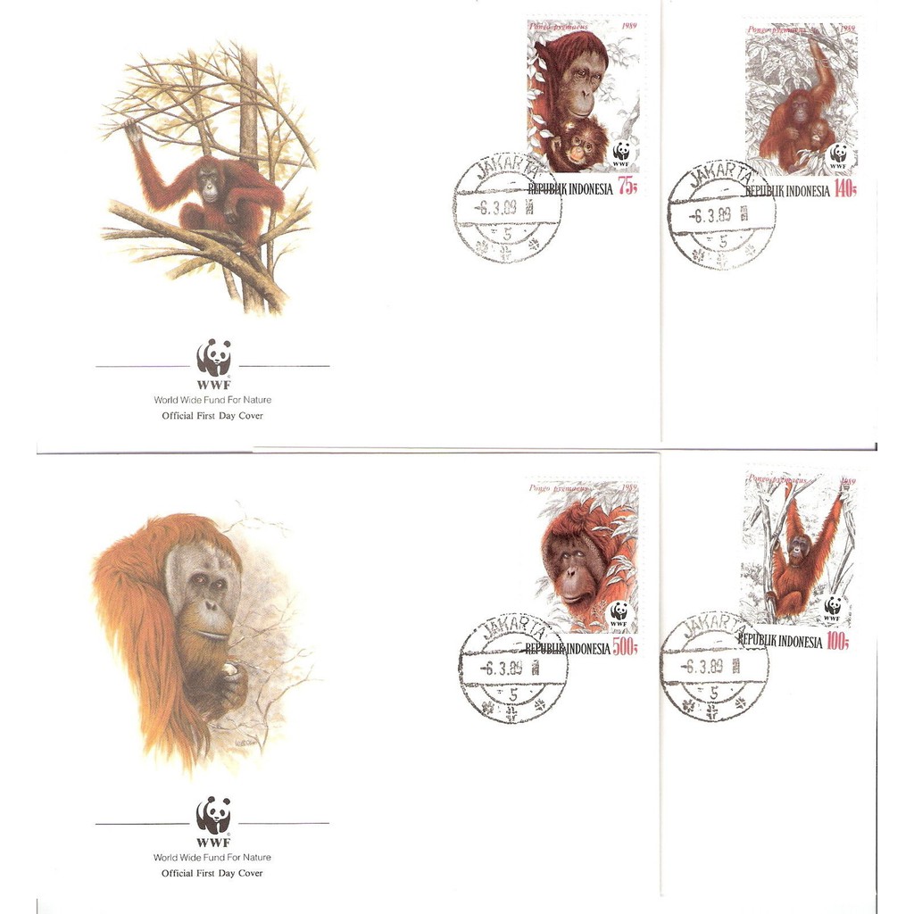 wwf perangko SHP indonesia orang utan 1989 set 4 shp world wide fund