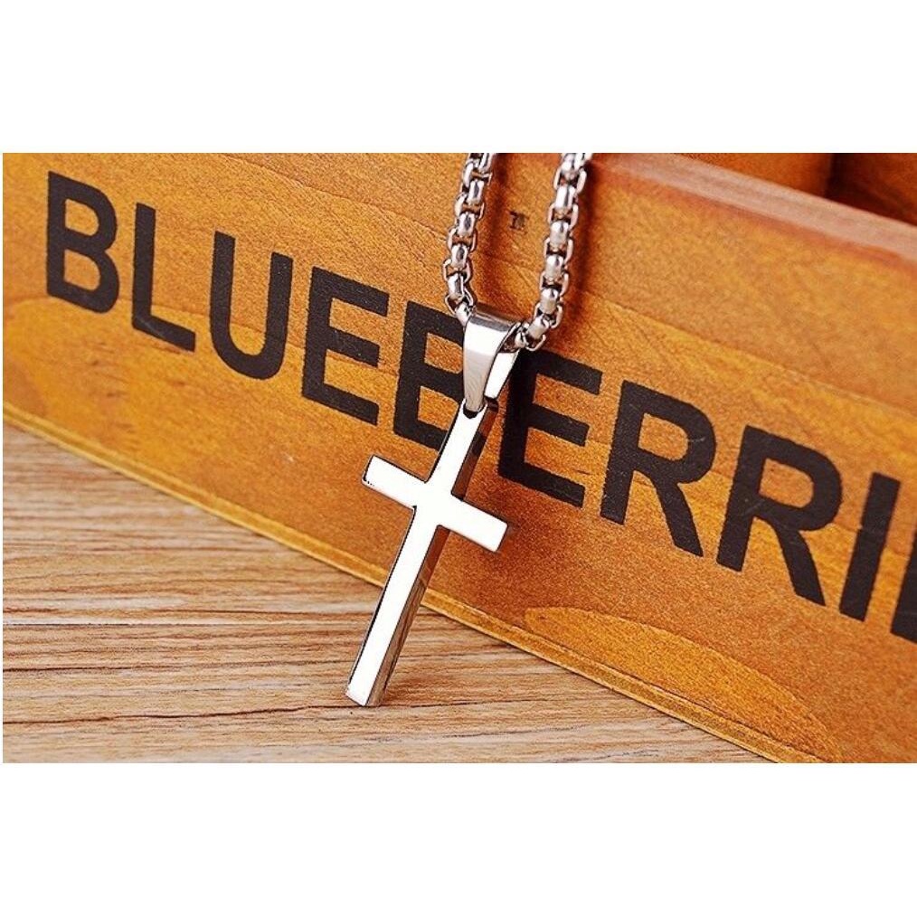 Kalung Salib Polos Import High Quality - Plain Black Cross Necklace Jesus Christian Catholic - Unise